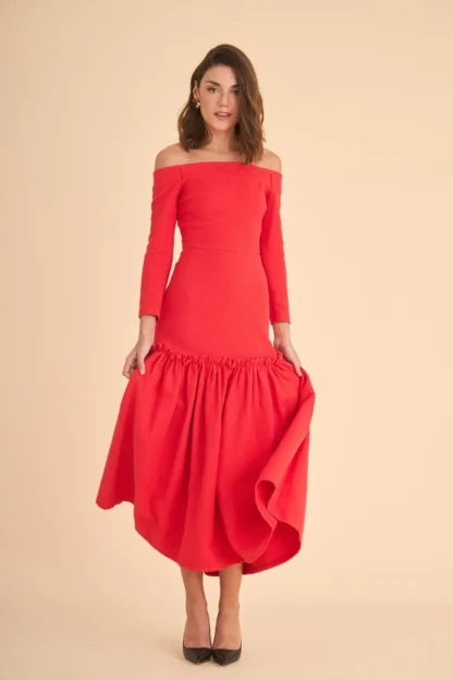 Coosy Vestidos midi*VESTIDO AFRICA ROJO