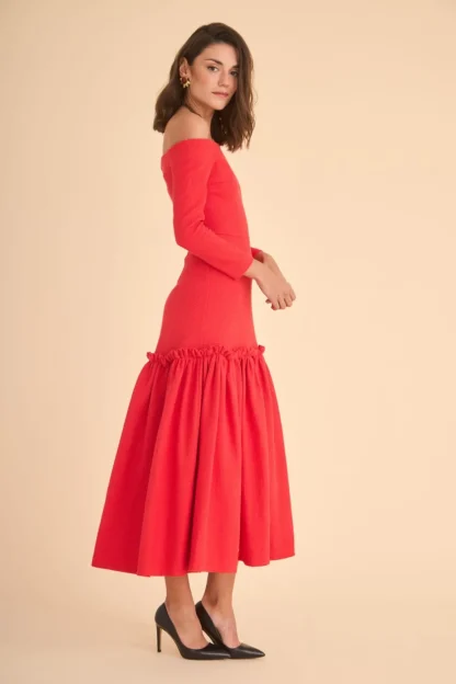 Coosy Vestidos midi*VESTIDO AFRICA ROJO
