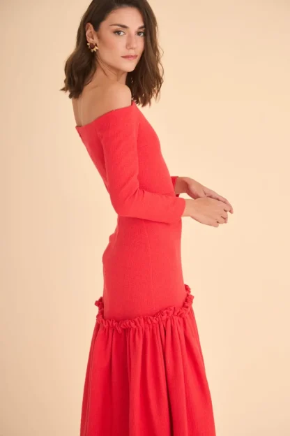 Coosy Vestidos midi*VESTIDO AFRICA ROJO