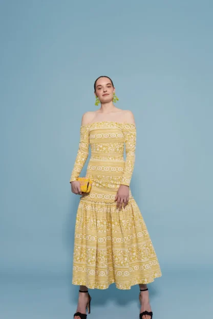 Coosy Vestidos midi*VESTIDO AFRICAAMARILLO