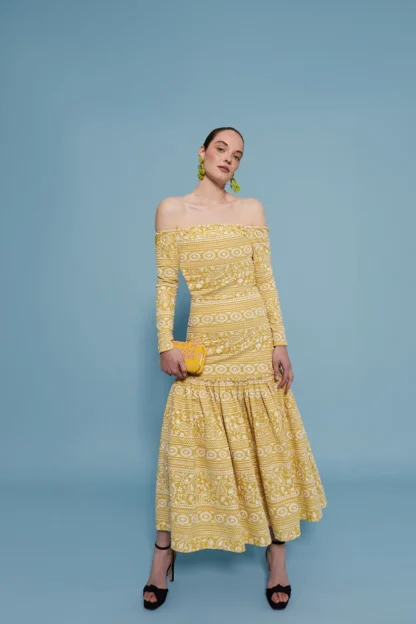 Coosy Vestidos midi*VESTIDO AFRICAAMARILLO