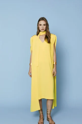 Coosy Vestidos midi*VESTIDO COSMINAAMARILLO