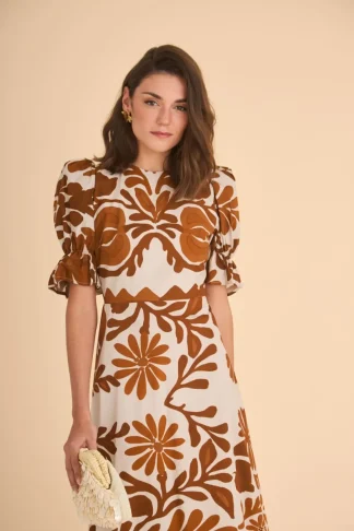 Coosy Vestidos midi*VESTIDO PALOMAEST. MARRON